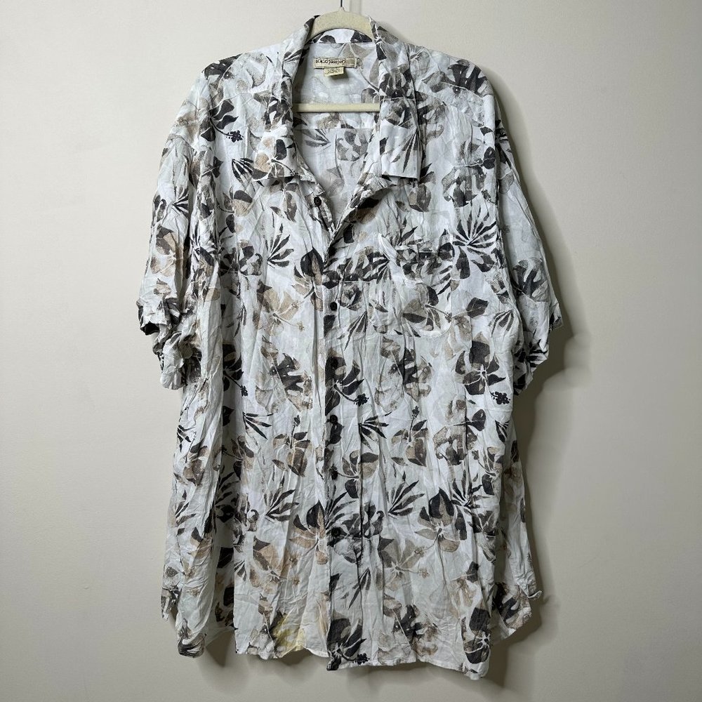 Island Passport Multicolor Tropical Short Sleeve Button Front Shirt Men's 4XL
